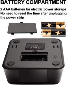 Regleta <span class=keywords><strong>de</strong></span> Enchufes para Hotel con USB y Tomacorrientes, <span class=keywords><strong>Alarma</strong></span> con Función <span class=keywords><strong>de</strong></span> Repetición, Cable Extensor, <span class=keywords><strong>Reloj</strong></span> Despertador para Mesita <span class=keywords><strong>de</strong></span> Noche - Product Image 4