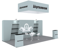 Stand d'exposition portable en aluminium 20x10 pieds avec étagère, impression personnalisée sur tissu, montage facile, présentoir pour salon professionnel