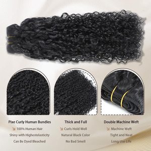 Extensiones de Cabello Humano PiXie Curly Bundles, Cabello Humano Virgen Brasileño 100% Sin Procesar, de 8 a 40 Pulgadas, Extensiones de Cabello con Tejido PiXie Curly - Product Image 5