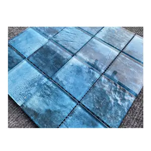 Hot sale Customize mosaico piscina square blue green crystal glass swimming pool tile mosaics