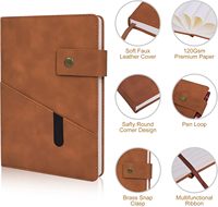 Carnet de notes A5 en cuir à couverture rigide, coffret cadeau d'affaires avec stylo, 100 pages de papier ligné épais pour l'école, les voyages et les affaires