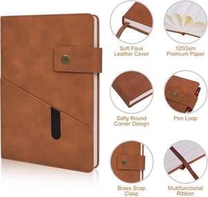 Carnet de notes A5 en cuir à couverture rigide, coffret cadeau d'affaires avec stylo, 100 pages de papier ligné épais pour l'école, les voyages et les affaires - Product Image 2