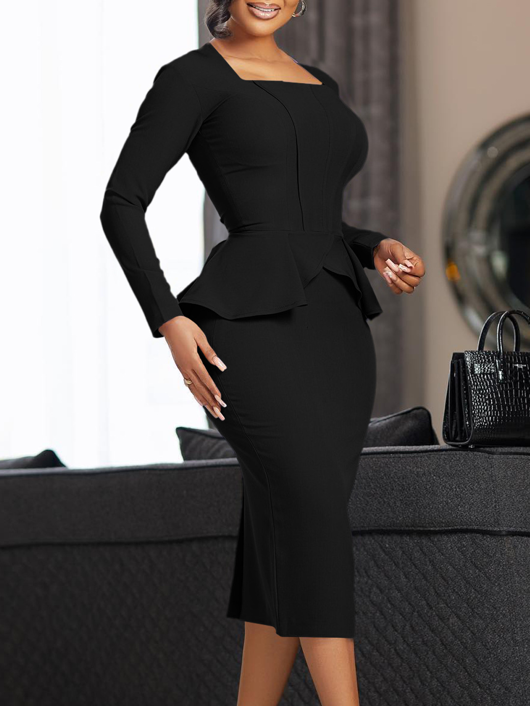 green emerald velvet dress Allegra K Work Dress for Women's Fall 2025 Office Crewneck Long Sleeve  Houndstooth Plaid Dresses X-Small Pink at Amazon Women's Clothing store