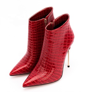 2022 Spring Western Modern Metal High <b>Heel</b> Stone Print Solid Ankle Boots for Ladies Side Zip Big Size 47 - Product Image 3