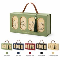 Boîte d'emballage cadeau pour gâteaux de lune du Festival de la Mi-Automne, avec poignée en cuir, vente chaude, logo personnalisé, vente en gros, fabriquée en Chine