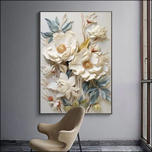 Quadro <span class=keywords><strong>su</strong></span> <span class=keywords><strong>Tela</strong></span> <span class=keywords><strong>con</strong></span> Stampa Digitale di Fiori ad Acquerello, Arte Moderna da Parete <span class=keywords><strong>con</strong></span> <span class=keywords><strong>Cornice</strong></span> per Soggiorno e Arredamento Casa - Product Image 2