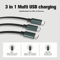 100W PD 3-in-1 Einziehbares Multi-USB-Kabel Schnellladekabel Dual Typ-C Micro-Port TPE-Datenkabel für Auto Büro Reise