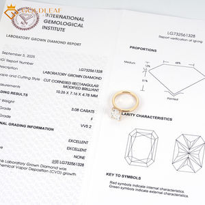 Anillo de Compromiso Delicado Chapado en Oro Personalizado de Goldleaf Jewelry, Diamante Cultivado en Laboratorio Certificado por IGI, Corte Radiante, Color F, 3.08CT, Moderno - Product Image 4