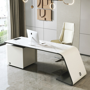 Arredamento per <span class=keywords><strong>Ufficio</strong></span> Domestico, Set <span class=keywords><strong>Scrivania</strong></span> di Lusso, Tavolo Direzionale Bianco, <span class=keywords><strong>Scrivania</strong></span> Moderna per Manager, CEO e Dirigenti - Product Image 4