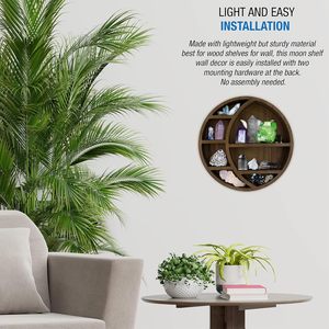 Étagère murale en bois en forme de lune, étagère flottante en forme de croissant pour huiles essentielles, présentoir de cristaux, petit rangement décoratif pour chambre à coucher, salon - Product Image 4