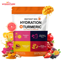 Poudre de boisson au curcuma OEM ODM avec électrolytes, 4 saveurs de fruits, complément végétalien