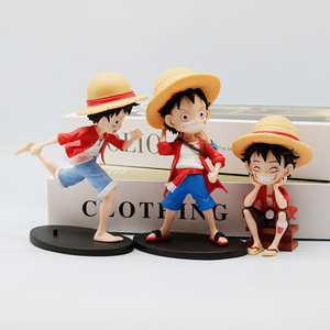 HESPER Juego de 3 Figuras de PVC de One <span class=keywords><strong>Piece</strong></span>, Luffy Sonriente y Corriendo, Nuevas Figuras de Anime, Regalos - Product Image 2