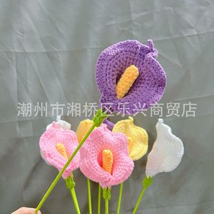 Finished Nordic Tableware Table Handmade Crochet Flower Floral Decoration Calla Lily Flowers Valentine's Day <b>Gift</b> - Product Image 3