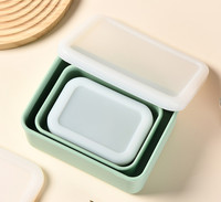 S M L Tailles Boîte de rangement en silicone Boîte de camping Fournitures d'accessoires de déjeuner, Conteneurs de collations alimentaires portables