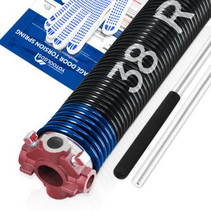 Resorte de Torsión para Puerta de Garaje de Alta Precisión de 0.262X2\"X38\"-R, Rosca Derecha (Cono Rojo), con Barras de Enrollado Antideslizantes y Guantes - Product Image 1