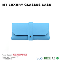 Pochette à lunettes en cuir classique légère avec fermeture à sangle sécurisée et extérieur résistant aux rayures pour le rangement des lunettes
