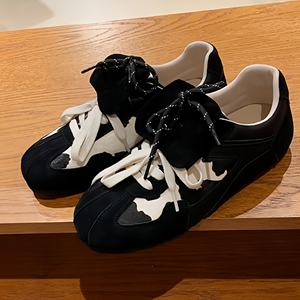 Chaussures de sport pour femmes en cuir de vache rétro à imprimé léopard, design à rabat, style allemand, lacets en cuir, Forest Gump Board, été, antidérapantes - Product Image 5