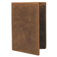 Dompet Kulit Asli Pria Desain Vintage Crazy Horse, Tempat Penyimpanan Tiket Pesawat, Kartu Kredit, dan Paspor, Hadiah Terbaik