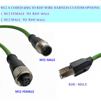 Conector M12 de 8 Pines, Código A, Macho y Hembra, Enchufe RJ45, Cable Ethernet Industrial Profinet EtherCAT, Conjunto de Cable Blindado