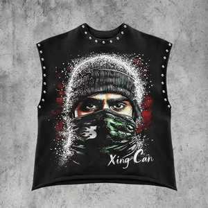 T-shirt senza maniche stile Vintage stile stile stile Vintage 100% peso massimo in cotone strass sfuso con stampa DTG - Product Image 2