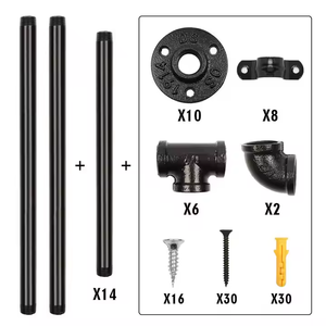 4-Tier Gemonteerde Hangende Diy Metalen Plank Beugel Houten Zwevende Wand Planken Met Industriële Pijp - Product Image 3
