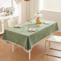 Nappe de table rectangulaire gris clair style ferme, texture tissée, franges nouées, pour cuisine, salle à manger, fête, mariage