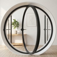 Fenêtre panoramique ronde DEMEA en aluminium sur mesure, à axe central, coupe-vent, avec vitrage artistique pour grenier