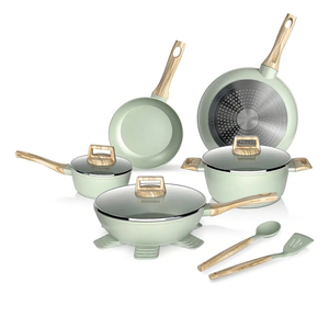Juego de Ollas y Sartenes Modernas de Cerámica con Revestimiento de Mármol, 6 Piezas, Tapas de Vidrio, Asas de Baquelita, Antiadherentes, Aptas para Cocina de Gas e Inducción - Product Image 1