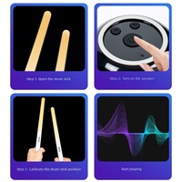 Batterie de Tambours Virtuelle AR Électronique Portable – Instrument Intelligent de Musique Noire pour Enfants avec Baguettes de Pratique Intelligentes