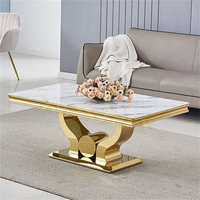 Meubles de salon table basse centrale en acier inoxydable doré ensemble de tables basses modernes en marbre noir tables basses