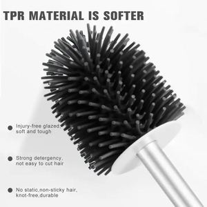Brosse de toilette hygiénique en TPR, PP et boue de diatomée, avec support mural en acier inoxydable et silicone pour WC et salle de bain - Product Image 6