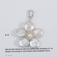Pendentif en perle baroque naturelle d'eau douce en forme de pétale, fermoir détachable, blanc, rose, violet, tissé à la main, vente en gros