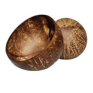 Bol en noix de coco brun de bonne qualité, coquille de noix de coco naturelle, diamètre 12 cm, vaisselle jetable de qualité alimentaire, décoration pour la maison et la cuisine - Product Image 1