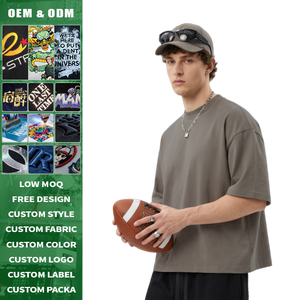 Camiseta de algodón peinado de 230 g para hombre, corte holgado, color liso, manga corta, transpirable, duradera, estilo urbano, informal, para uso diario. - Product Image 2