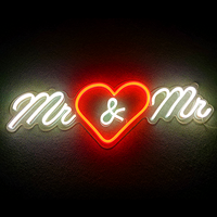 Letrero de Neón Personalizado de Mr and Mrs, Hecho a Mano, Feliz Cumpleaños, Letrero Acrílico LED de Felicidad Eterna para Interiores, Hogar, Bodas