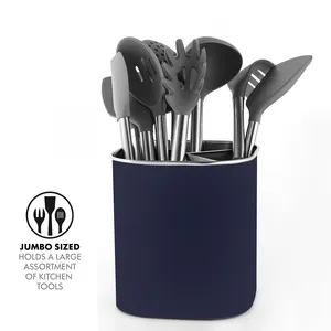 Countertop Utensil Organizer Rotating Utensil Crock With Removable Divider Stainless Steel Kitchen Utensil Holder