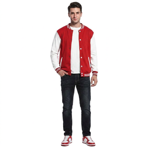 FINER THREADS Vintage Men's Winter Breathable Varsity Jacket Stand Collar Embroidered Logo Patch <b>Covered</b> <b>Button</b> Closure-Casual - Product Image 1