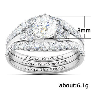 Anello di fidanzamento da donna H134 in oro massiccio 18 carati con diamante naturale taglio brillante rotondo e pietre laterali per matrimonio - Product Image 5