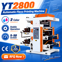 Machine d'impression flexographique automatique haute vitesse 2 couleurs 5-50m/min pour films d'emballage et papier