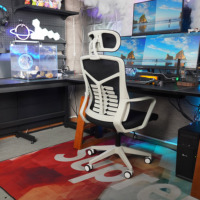 Vente en gros Chaise pivotante de haute qualité Chaise ergonomique en maille grise avec appui-tête réglable