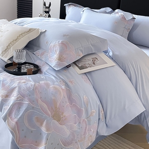 Parure de lit de luxe haut de gamme en coton pur 100% à fibres longues, broderie lourde, 600 fils/cm², style européen-américain, housse de couette - Product Image 3