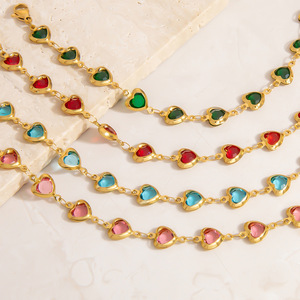 Heart Shape Colorful <b>Bracelet</b> 18K Gold Plated Stainless Steel Jewelry Gift For Women Fashion Accessory - Product Image 3