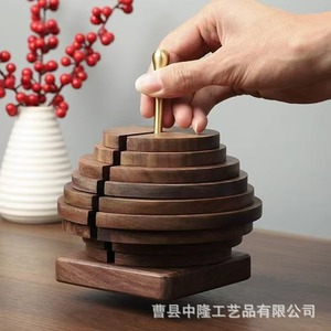 ที่วางถ้วยชาไม้วอลนัท แผ่นกันความร้อน ใช้ซ้ำได้ แบบดั้งเดิม - Product Image 4