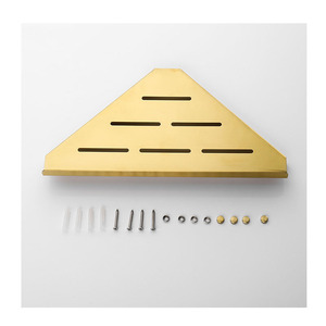 Estante de Esquina de Latón para Pared, Estante de Almacenamiento Triangular para Baño, Diseño Escandinavo, Estante de Metal Resistente - Product Image 5