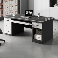 Bureau de direction moderne en bois écologique avec plusieurs tiroirs, design de rangement robuste pour bureau d'entreprise, immeuble de bureaux