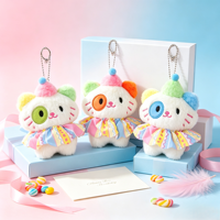 OEM ODM Personnalisé Adorable Chaton Clown aux Yeux Étranges de Cirque, Breloque en Peluche, Pendentif de Sac, Porte-clés, Accessoire de Poupée, Vente en Gros