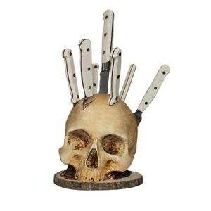 Bloque de cuchillos con forma de calavera, tabla de cortar de resina para decoración de cocina, regalo de Halloween - Product Image 5