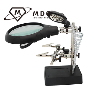 Support de <span class=keywords><strong>luminaire</strong></span> auxiliaire de loupe de bijoutier professionnel 2.5X-10X aidant à souder la loupe avec 5 lumières LED - Product Image 6