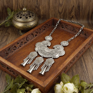 Collar con Cierre de Mariposa Plateado Estilo Miao, Collar Étnico Bohemio <span class=keywords><strong>Hmong</strong></span> con Borlas y Conos para Mujer - Product Image 6