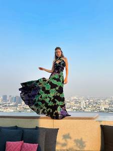 Robe décontractée Maxi Boho Style pour femmes confortable coupe ample dos nu Wrap glands taille naturelle cravate colorant imprimé pour la plage - Product Image 6